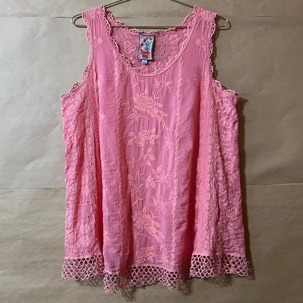 Johnny Was Pink Lace Sleeveless Top